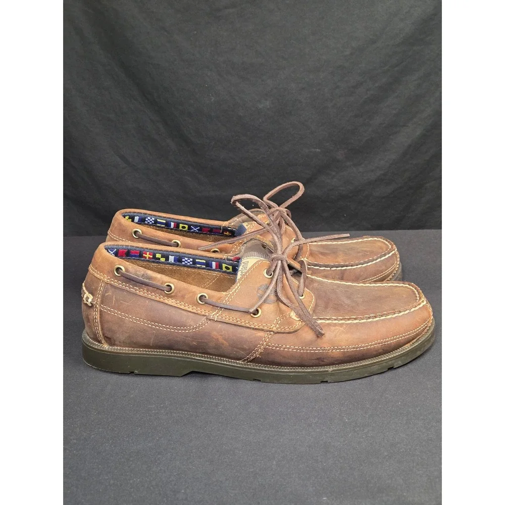 Timberland Mens Brown Leather Boat Shoes Nautical Loafers 5232R Size 10.5 M